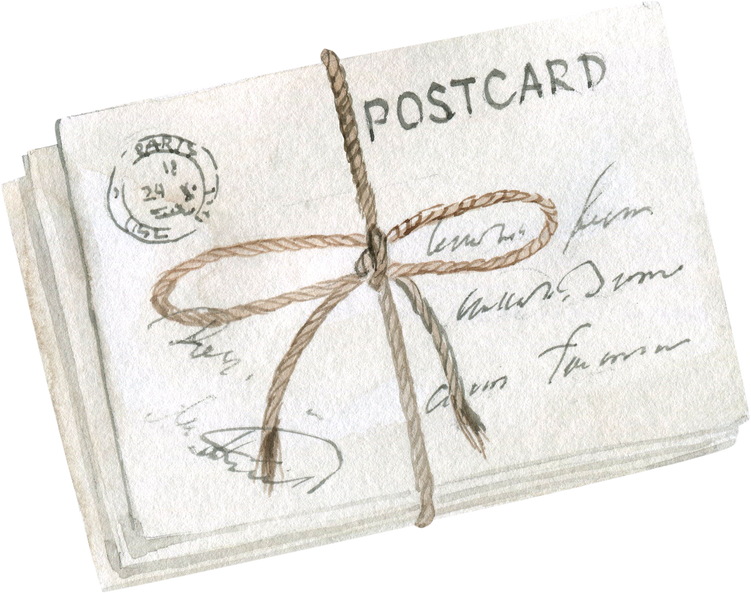 Watercolor envelope with flowers