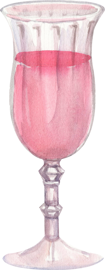 Watercolor rose wine drink illustration