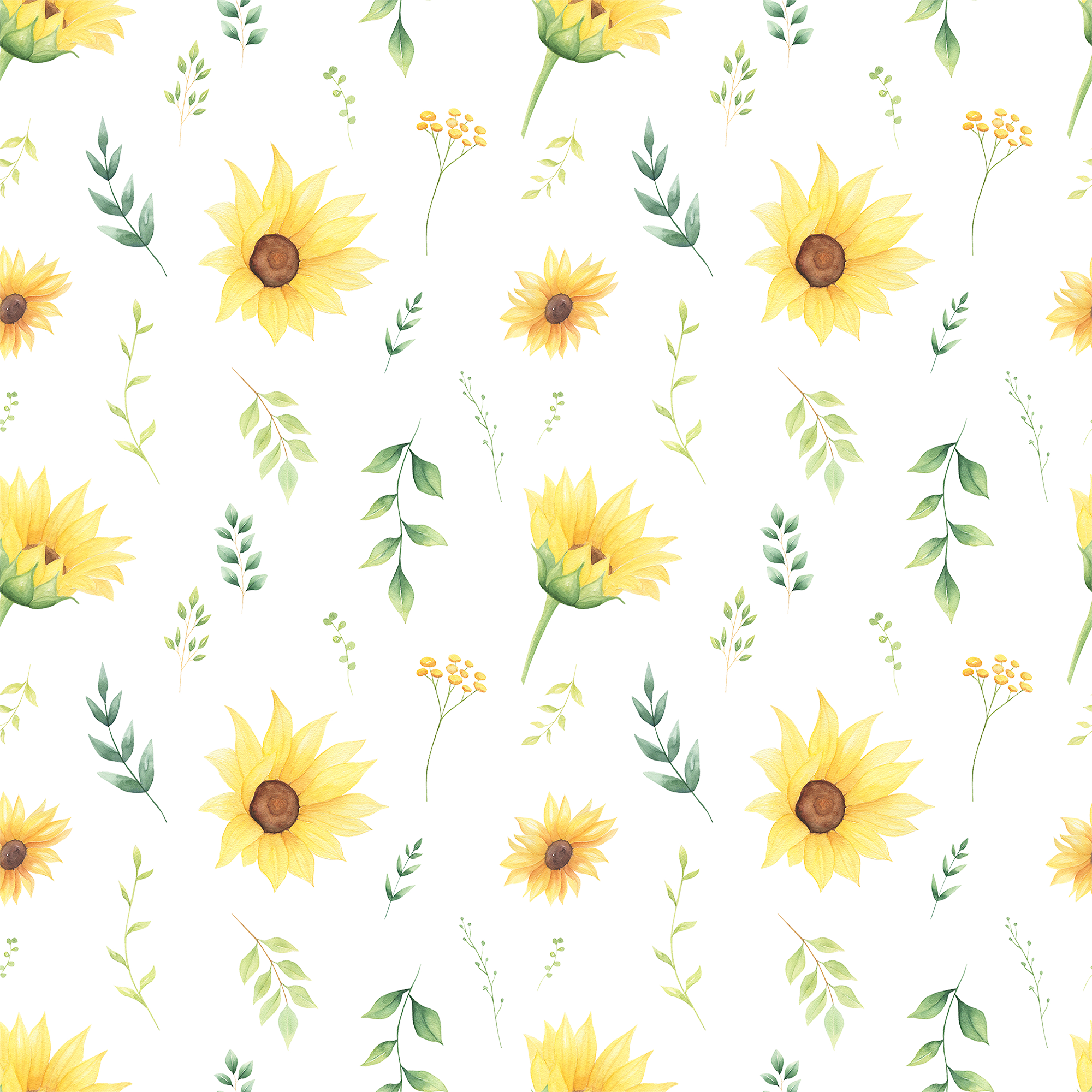 Illustration sunflower seamless pattern watercolor