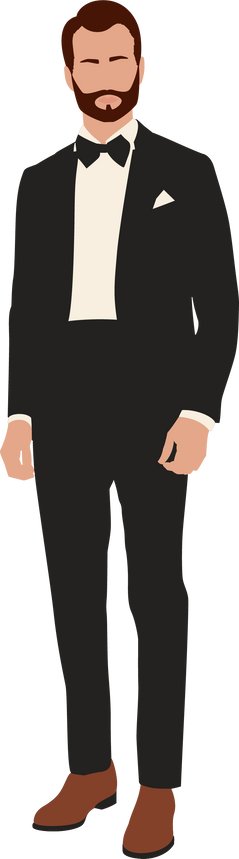 Groom wearing Classic Wedding Suit Illustration